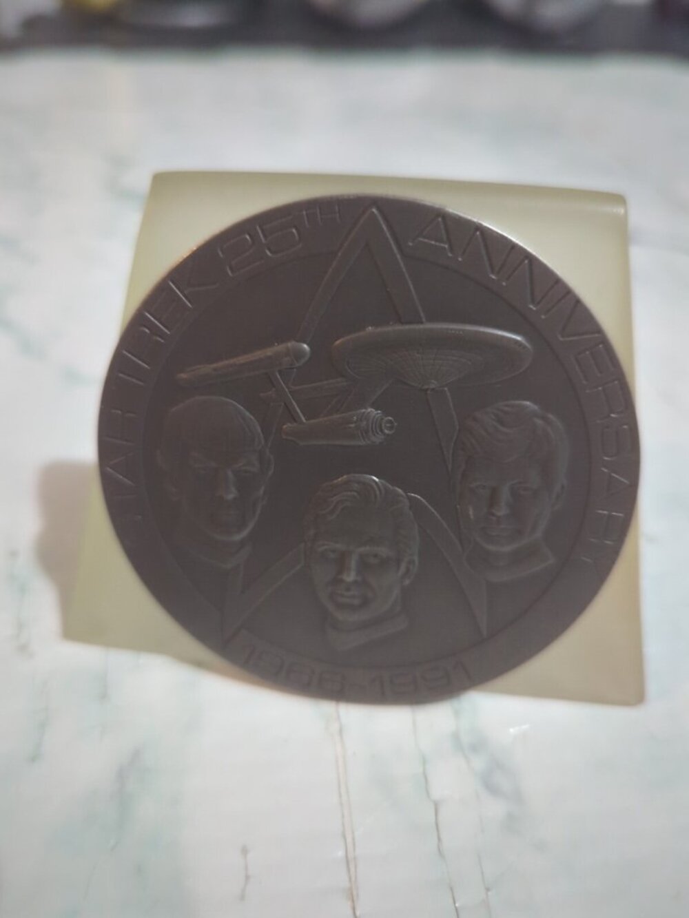 Star Trek 1966-1991 25th Anniversary Pewter Coin/Medallion Franklin Mint 3" diam